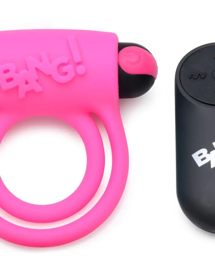 Bang - Silicone Cock Ring and Bullet With Remote Control - Pink