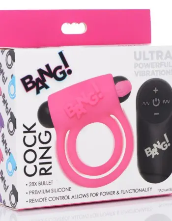 Bang - Silicone Cock Ring and Bullet With Remote Control - Pink