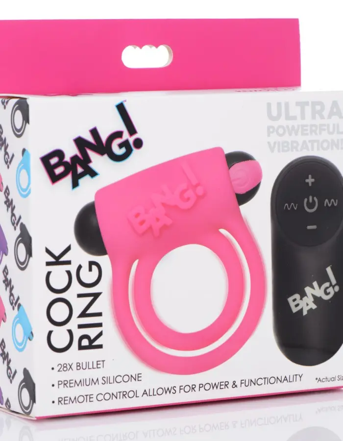 Bang - Silicone Cock Ring and Bullet With Remote Control - Pink