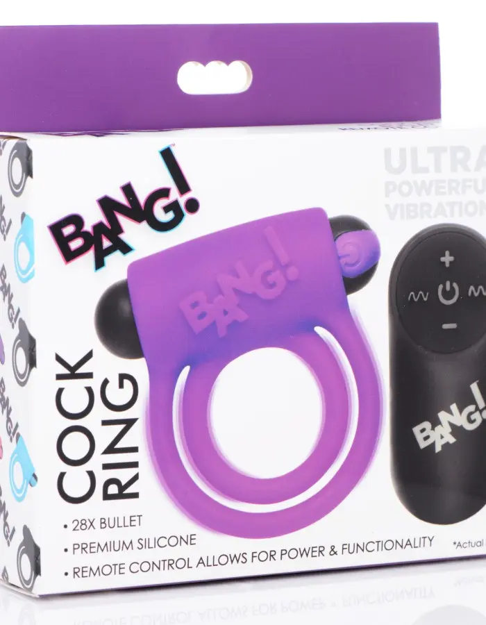 Bang - Silicone Cock Ring and Bullet With Remote Control - Purple
