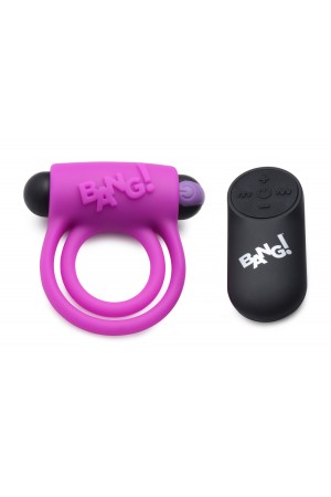 Bang - Silicone Cock Ring and Bullet With Remote Control - Purple