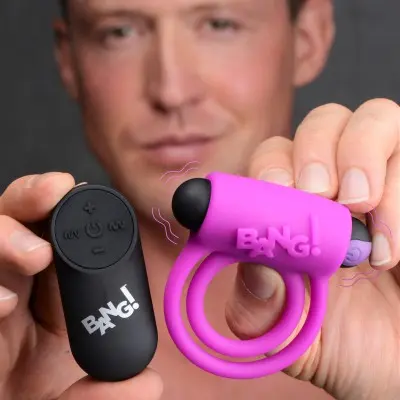 Bang - Silicone Cock Ring and Bullet With Remote Control - Purple