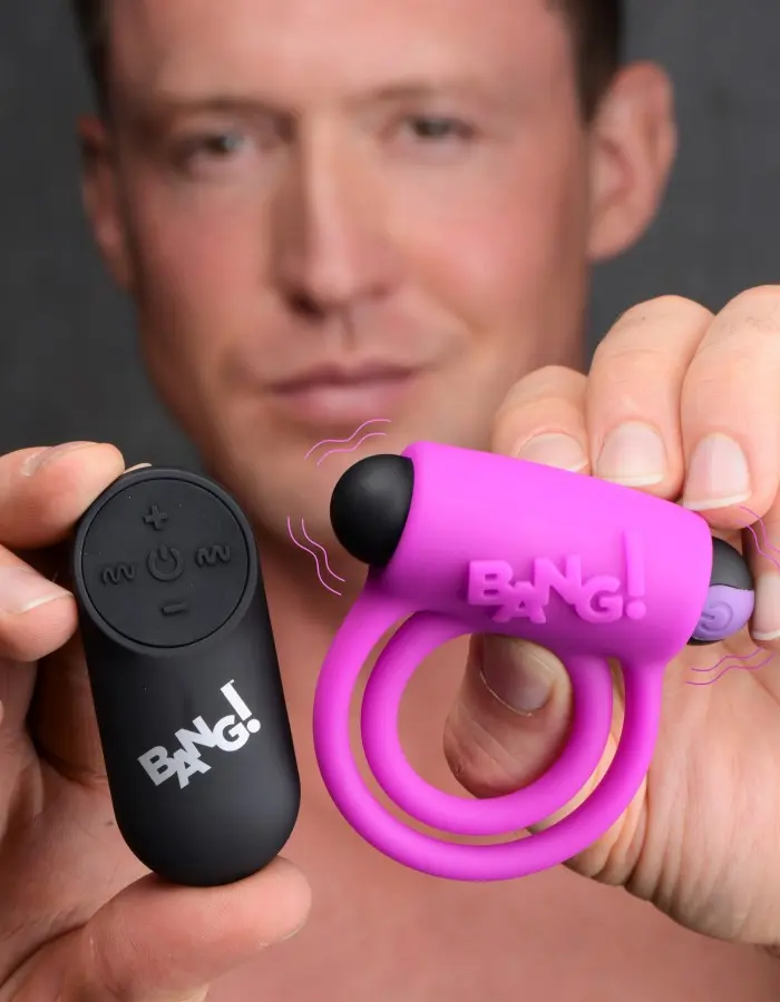 Bang - Silicone Cock Ring and Bullet With Remote Control - Purple