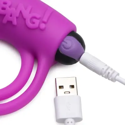 Bang - Silicone Cock Ring and Bullet With Remote Control - Purple