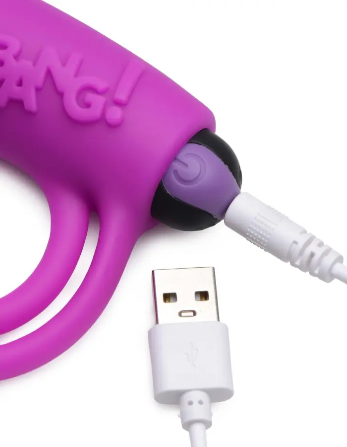 Bang - Silicone Cock Ring and Bullet With Remote Control - Purple