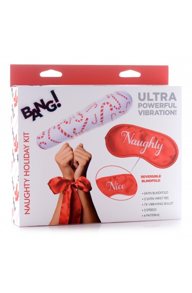 Bang - Naughty Holiday Kit - Wrist Ties XL Bullet  and Blindfold