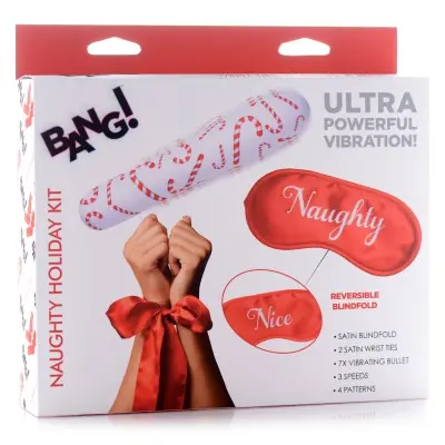 Bang - Naughty Holiday Kit - Wrist Ties XL Bullet  and Blindfold