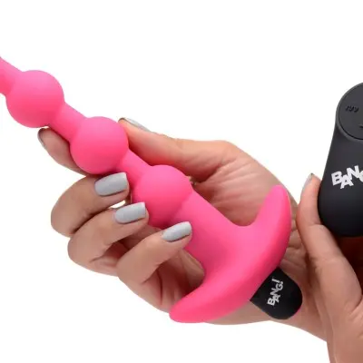 Bang - Vibrating Silicone Anal Beads and Remote Control - Pink