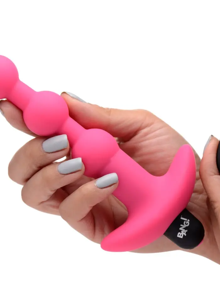 Bang - Vibrating Silicone Anal Beads and Remote Control - Pink
