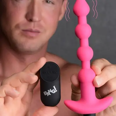 Bang - Vibrating Silicone Anal Beads and Remote Control - Pink