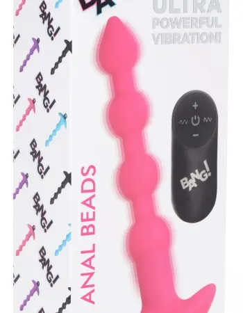 Bang - Vibrating Silicone Anal Beads and Remote Control - Pink