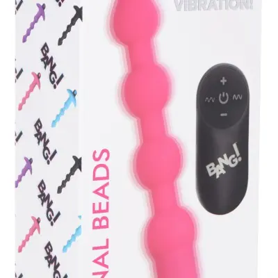 Bang - Vibrating Silicone Anal Beads and Remote Control - Pink