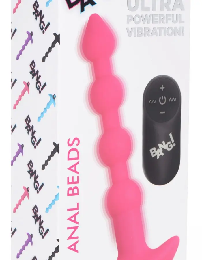 Bang - Vibrating Silicone Anal Beads and Remote Control - Pink