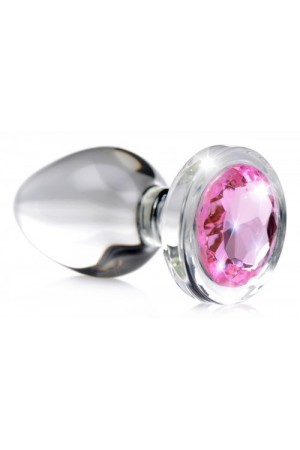 Pink Gem Glass Anal Plug - Large