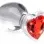 Red Heart Gem Glass Anal Plug - Medium
