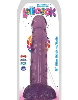 Lollicock - 8 Inch Slim Stick With Balls - Grape Ice