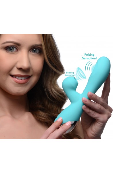 Shegasm 5 Star 10x Silicone Suction & Pulsing Rabbit - Teal