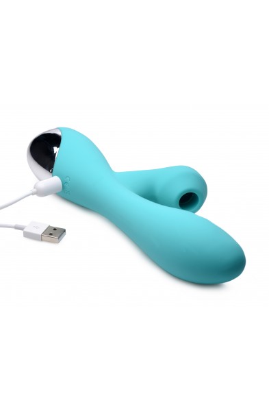 Shegasm 5 Star 10x Silicone Suction & Pulsing Rabbit - Teal