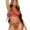 2 Pc Rhinestone Lace Bralette and G-String Set -  Large - Burgundy