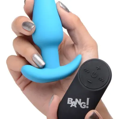 21x Silicone Butt Plug With Remote - Blue