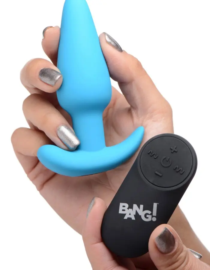 21x Silicone Butt Plug With Remote - Blue