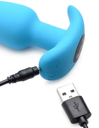 21x Silicone Butt Plug With Remote - Blue