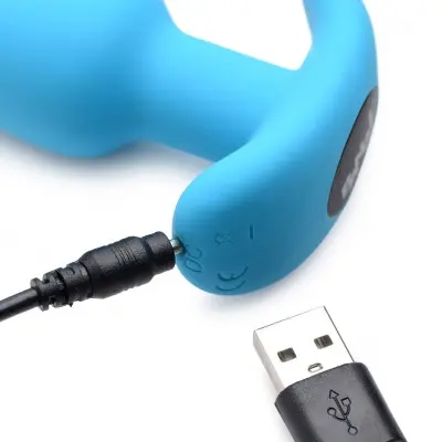 21x Silicone Butt Plug With Remote - Blue