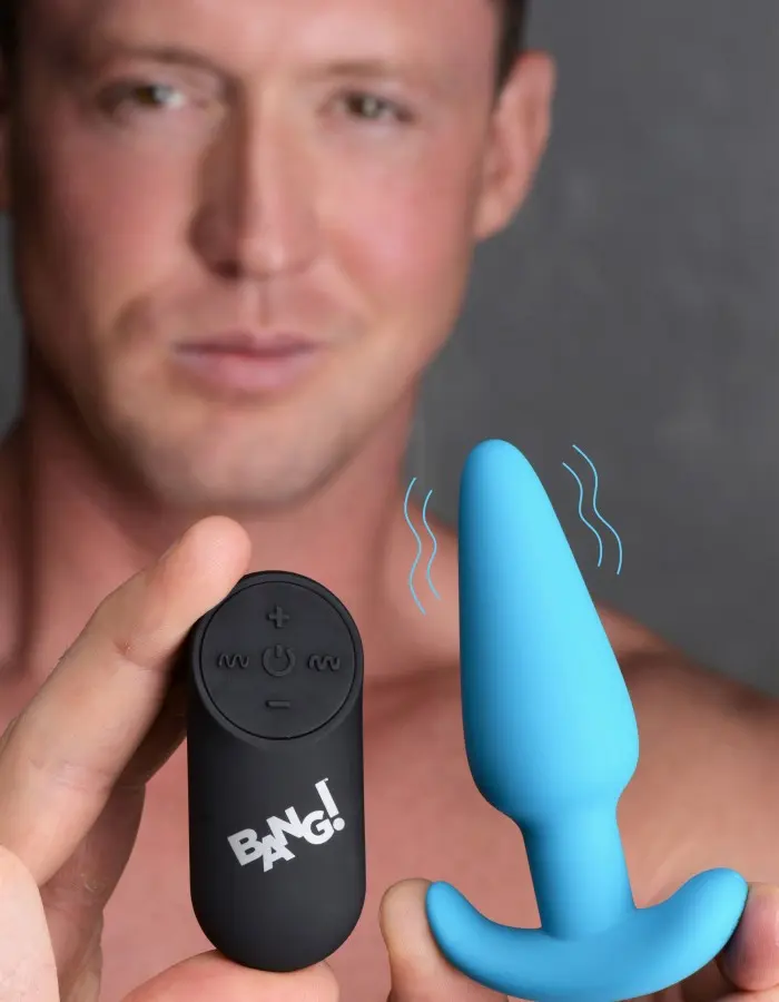 21x Silicone Butt Plug With Remote - Blue