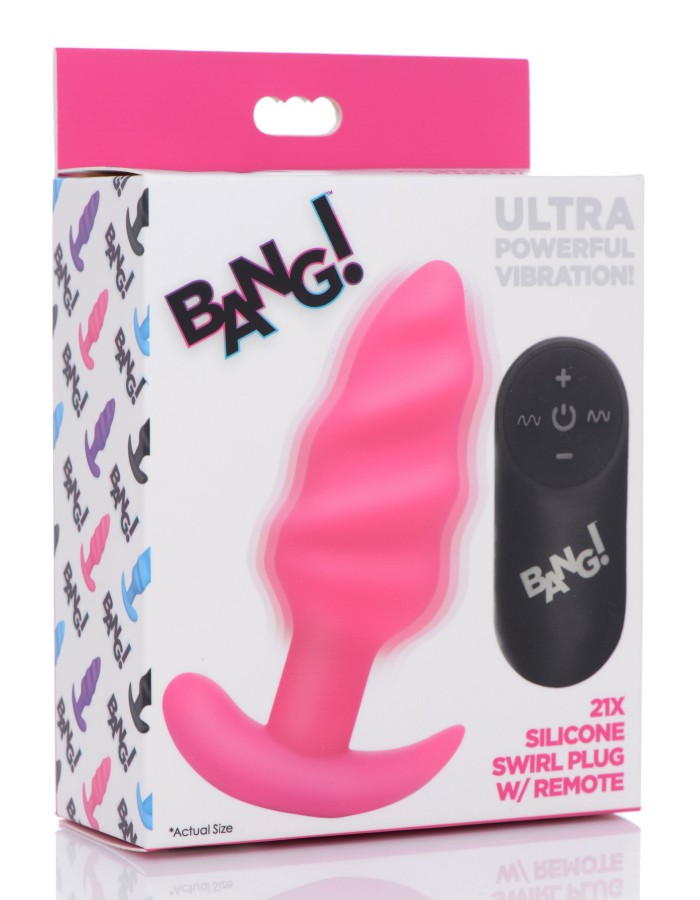 21x Silicone Swirl Plug With Remote - Pink