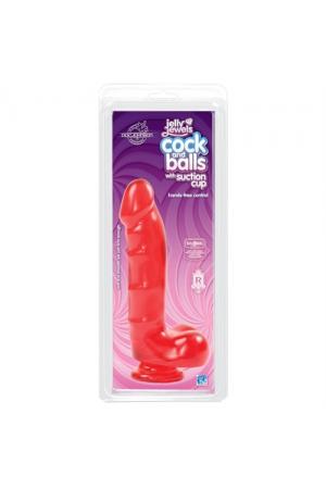 Jelly Jewels - Cock and Balls With Suction Cup - Red