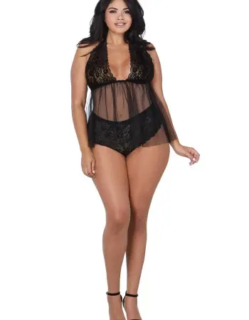 Babydoll & Panty - Queen - Black