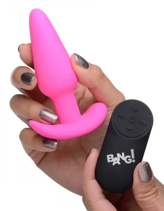21x Silicone Butt Plug With Remote - Pink
