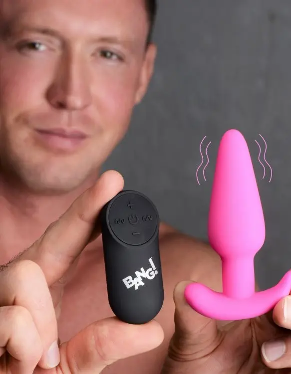 21x Silicone Butt Plug With Remote - Pink