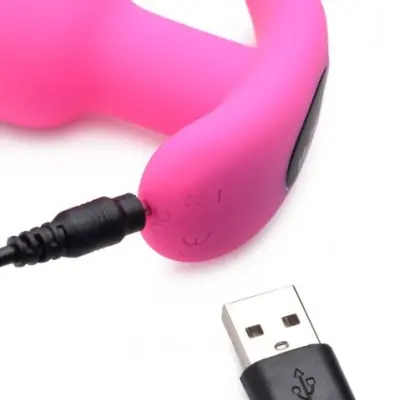 21x Silicone Butt Plug With Remote - Pink