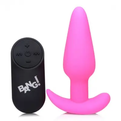 21x Silicone Butt Plug With Remote - Pink