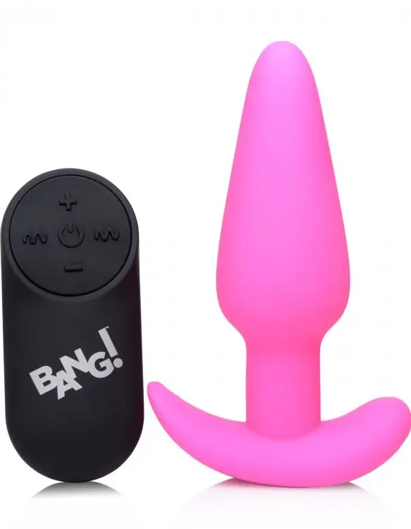 21x Silicone Butt Plug With Remote - Pink