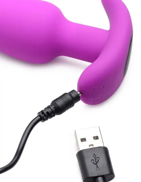 21x Silicone Butt Plug With Remote - Purple