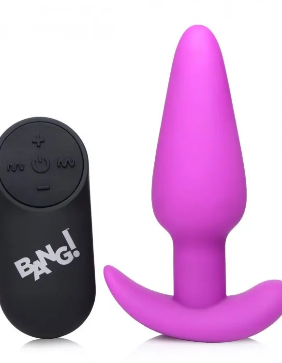 21x Silicone Butt Plug With Remote - Purple