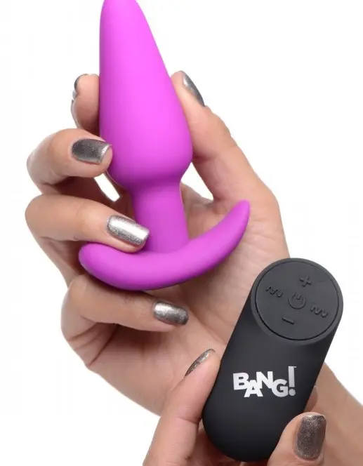 21x Silicone Butt Plug With Remote - Purple