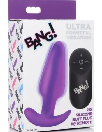 21x Silicone Butt Plug With Remote - Purple