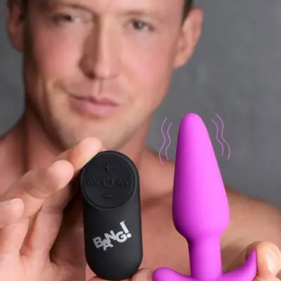 21x Silicone Butt Plug With Remote - Purple
