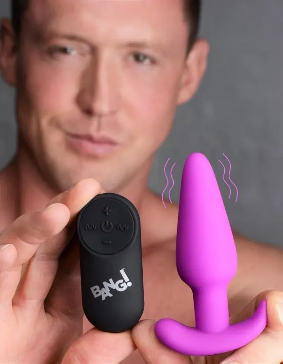 21x Silicone Butt Plug With Remote - Purple
