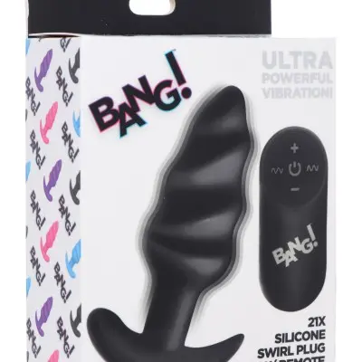 21x Silicone Swirl Plug With Remote -Black