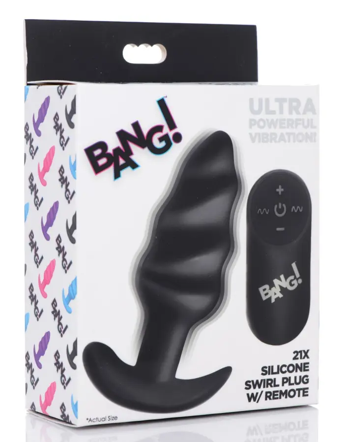 21x Silicone Swirl Plug With Remote -Black