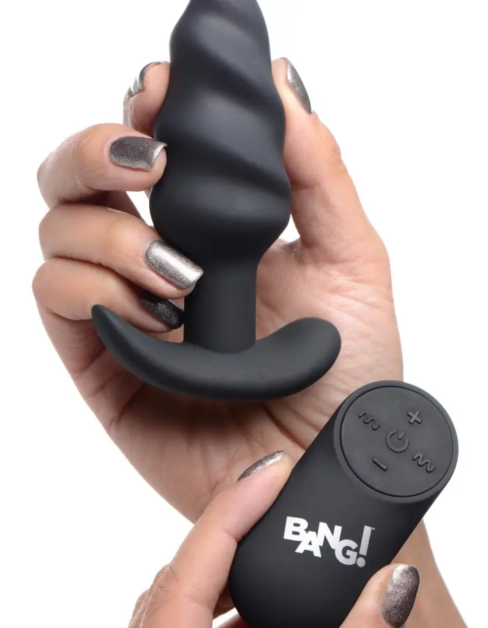 21x Silicone Swirl Plug With Remote -Black