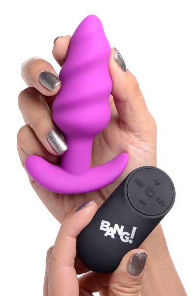 21x Silicone Swirl Plug With Remote - Purple