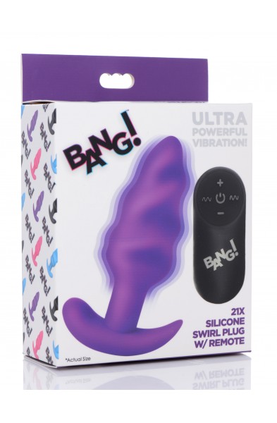 21x Silicone Swirl Plug With Remote - Purple