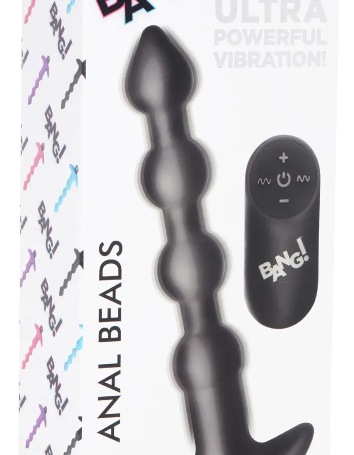 Bang - Vibrating Silicone Anal Beads and Remote Black