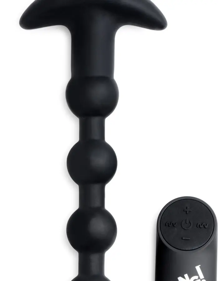 Bang - Vibrating Silicone Anal Beads and Remote Black