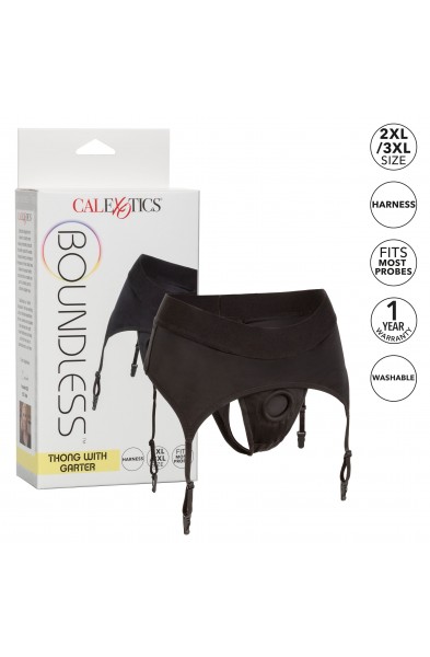 Boundless Thong With Garter - 2l/3xl - Black